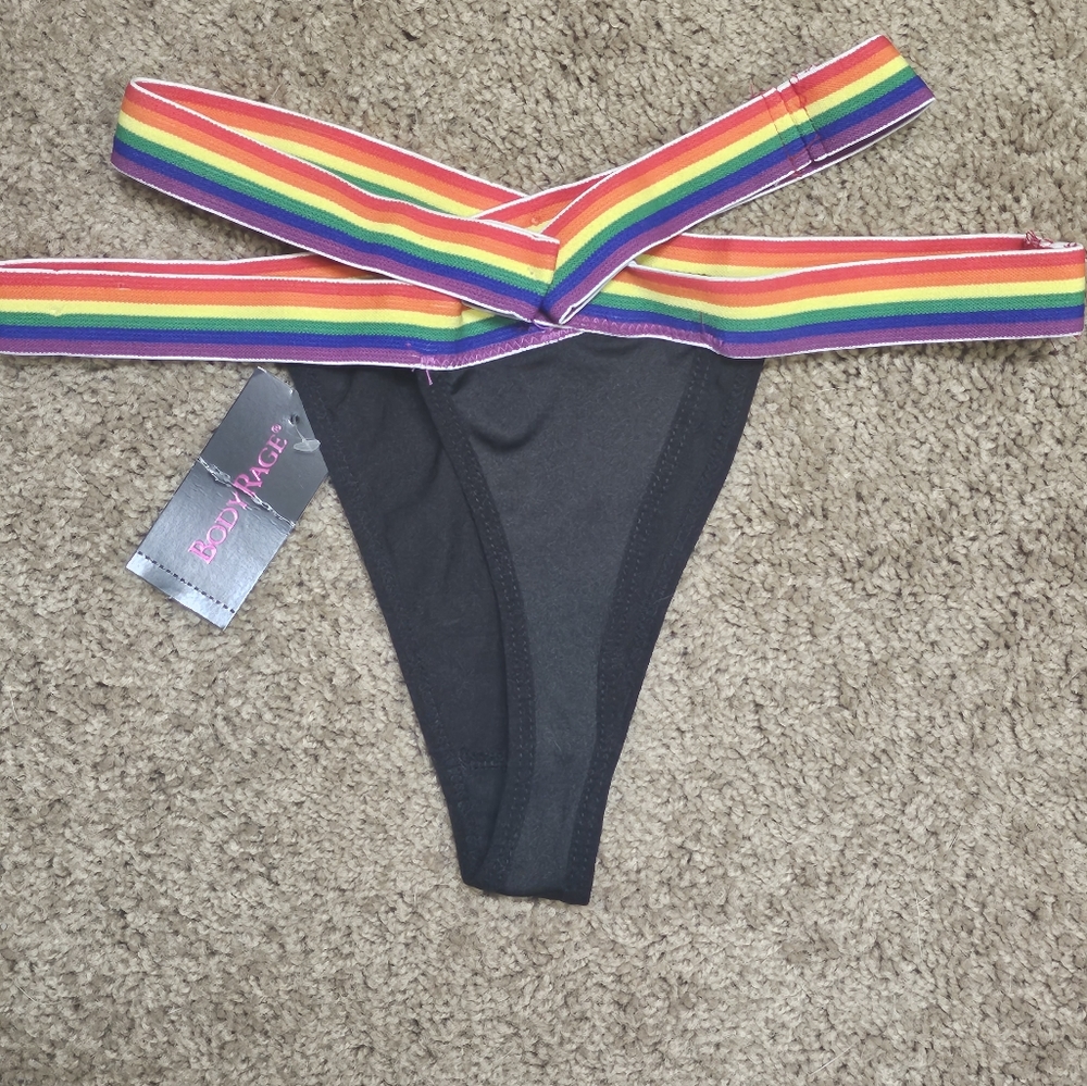 BodyRage: Rainbow Cris-Cross Thong Panties NWT!! - Picture 4 of 9